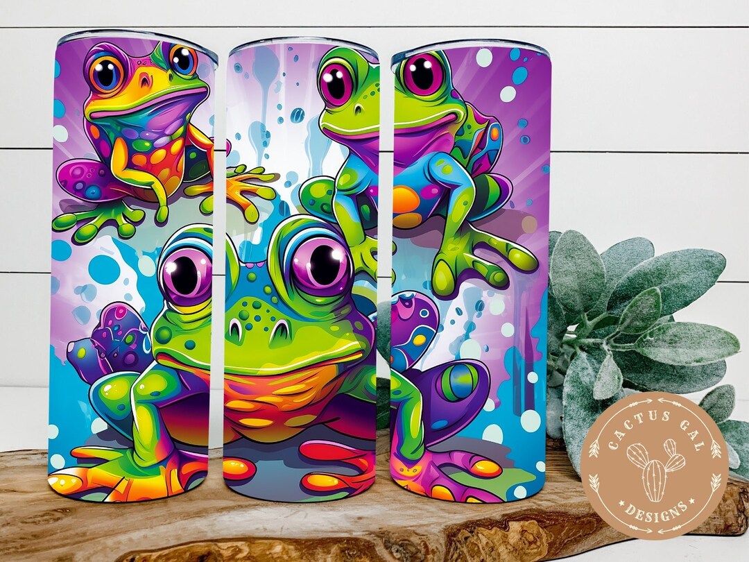 Cute Baby Frogs 20oz Kids Tumbler Wrap Colorful Skinny Etsy