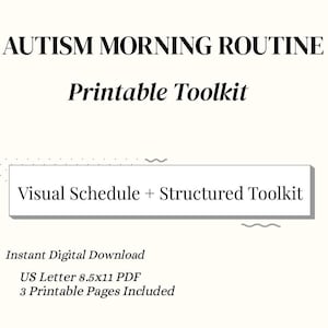 自閉症の朝のルーティン（印刷可能）｜子供向けビジュアルスケジュール｜構造化された毎日のルーティンツールキット（デジタルダウンロード）