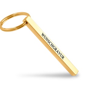 Cubikey Quader Schlüsselanhänger mit Gravur Personalisierbar mit Wunschgravur Personalisierter Schlüsselanhänger Stäbchen Anhänger Gold