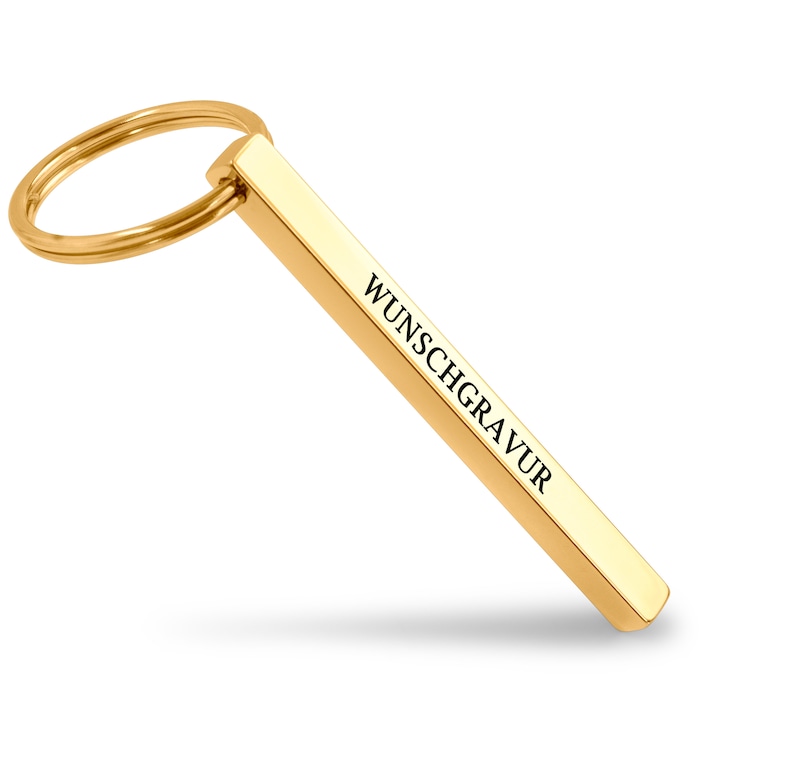 Cubikey Quader Schlüsselanhänger mit Gravur Personalisierbar mit Wunschgravur Personalisierter Schlüsselanhänger Stäbchen Anhänger Gold