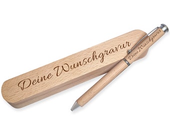 HOLZi - Holz-Kugelschreiber mit Gravur als Geschenk – Personalisierter Kugelschreiber set– Kugelschreiber mit Wunschname - Geschenkidee