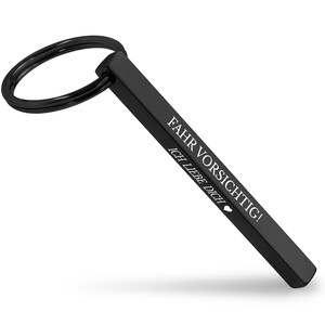 Cubikey Cuboid Keyring with Engraving made of Stainless Steel - Stick Keyring with Engraving Sayings - Black Matt