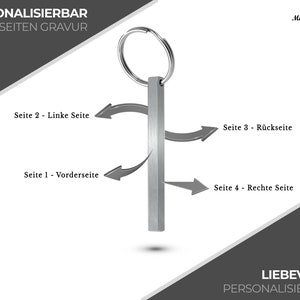 Cubikey Quader Schlüsselanhänger mit Gravur Personalisierbar mit Wunschgravur Personalisierter Schlüsselanhänger Stäbchen Anhänger Bild 6