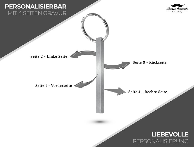 Cubikey Quader Schlüsselanhänger mit Gravur Personalisierbar mit Wunschgravur Personalisierter Schlüsselanhänger Stäbchen Anhänger Bild 6
