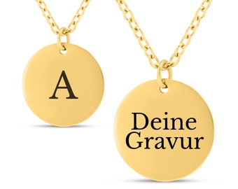 CoiniChain - Halskette mit Gravur aus Edelstahl - Kette Personalisiert mit Wunschgravur - Namenskette mit Geschenkbox - Kette mit Buchstabe