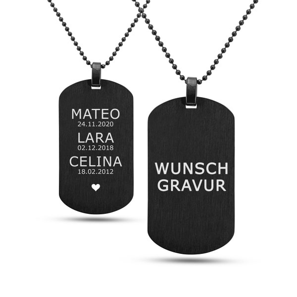 MiliChain Premium ID Tag kette aus Edelstahl - Herren Halskette mit Gravur - Militär kette Personalisiert - ID kette mit gravur - 55+5cm