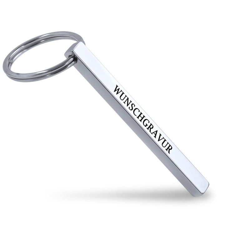 Cubikey Quader Schlüsselanhänger mit Gravur Personalisierbar mit Wunschgravur Personalisierter Schlüsselanhänger Stäbchen Anhänger Silber
