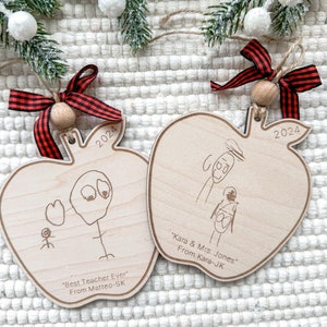 Cadeau de Noël pour professeur, décoration personnalisée pour professeurs, décoration de dessin personnalisée, cadeau personnalisé pour professeur, décoration de Noël, cadeau mignon