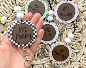 Cordones personalizados para maestros, Cordones retro para maestros, Regalos para maestros, Cordones de nombres personalizados, Titulares de insignias, Accesorios de enseñanza