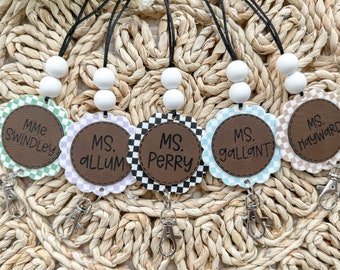 Cordones personalizados para maestros, Cordones retro para maestros, Regalos para maestros, Cordones de nombres personalizados, Titulares de insignias, Accesorios de enseñanza