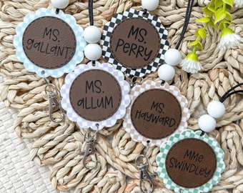 Cordones personalizados para maestros, Cordones retro para maestros, Regalos para maestros, Cordones de nombres personalizados, Titulares de insignias, Accesorios de enseñanza