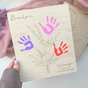 Cadeau fête des mères, empreinte de main fête des mères avec aimant, cadeau pour grand-mère, cadeau pour maman, cadeau personnalisé pour maman, cadeau grand-mère personnalisé