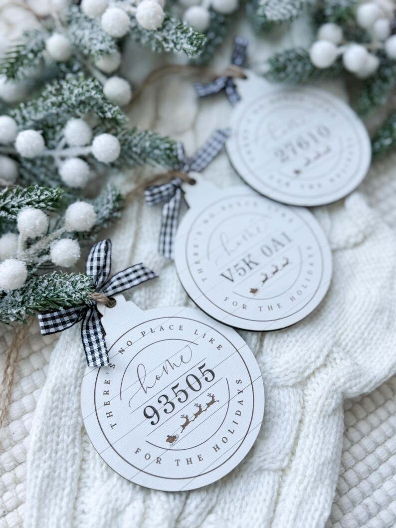 Personalized Zip Code Ornament, Minimalistic Ornament, Christmas