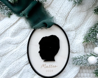 Ozdoba z sylwetką dziecka, spersonalizowana ozdoba profilu dziecka, pamiątka świąteczna, święta dziadków
