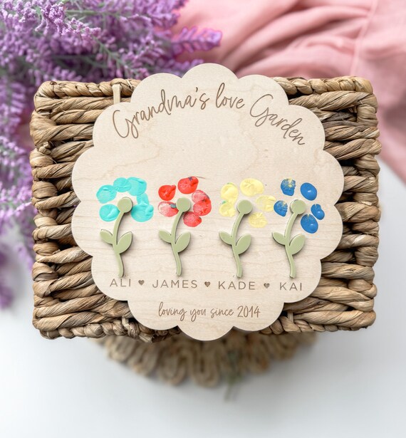 DIY Personalized Mother’s Day Magnet, Mother’s Day Fingerprint Gift, Custom Fingerprint Art for Mom, Grandma Garden Magnet, Gift for Grandma