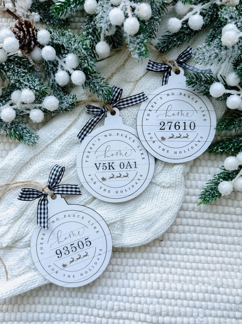 Personalized Zip Code Ornament, Minimalistic Ornament, Christmas