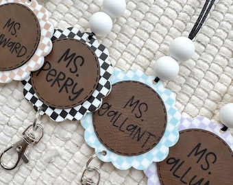 Cordones personalizados para maestros, Cordones retro para maestros, Regalos para maestros, Cordones de nombres personalizados, Titulares de insignias, Accesorios de enseñanza