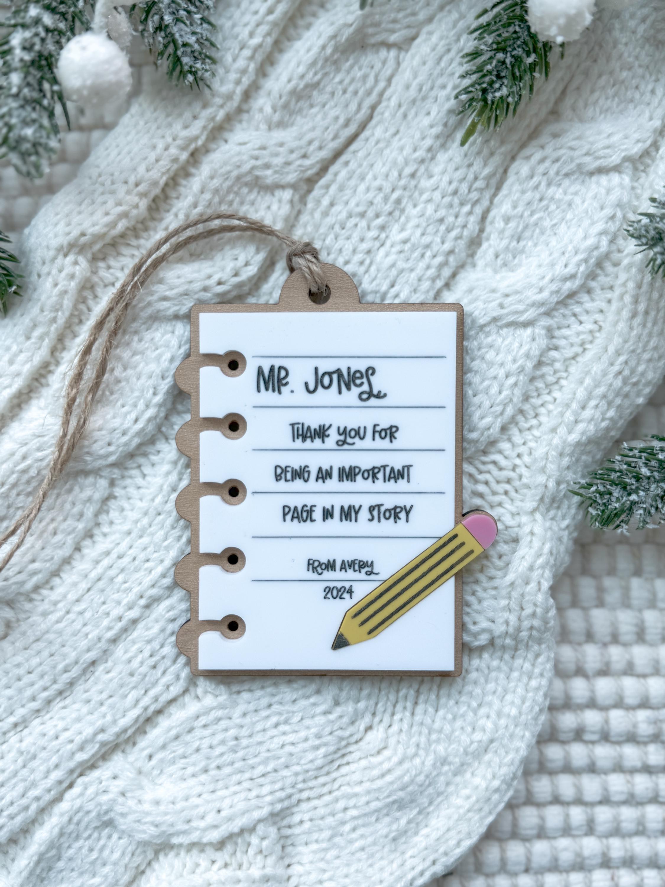 Personalized Teacher Ornaments, Teacher Christmas Gift, Notepad ...