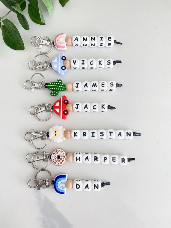 Personalized keychains + backpack charms to send kids back to