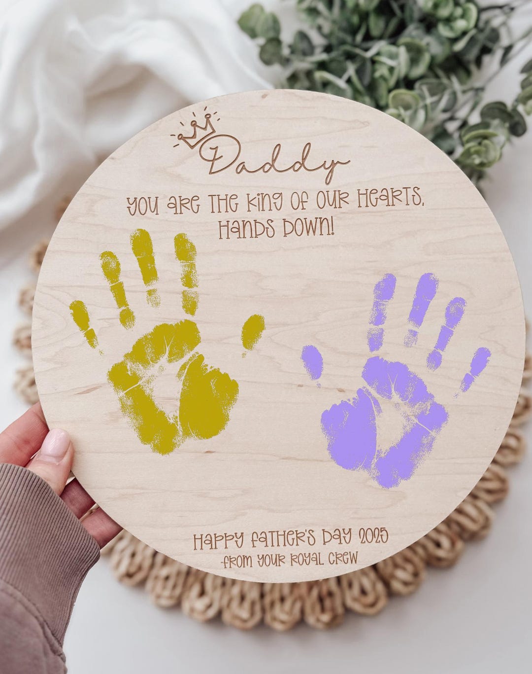 Father Figure Sign Personalized Father’s Day Handprint Sign, Custom Handprint Sign for Dad ...