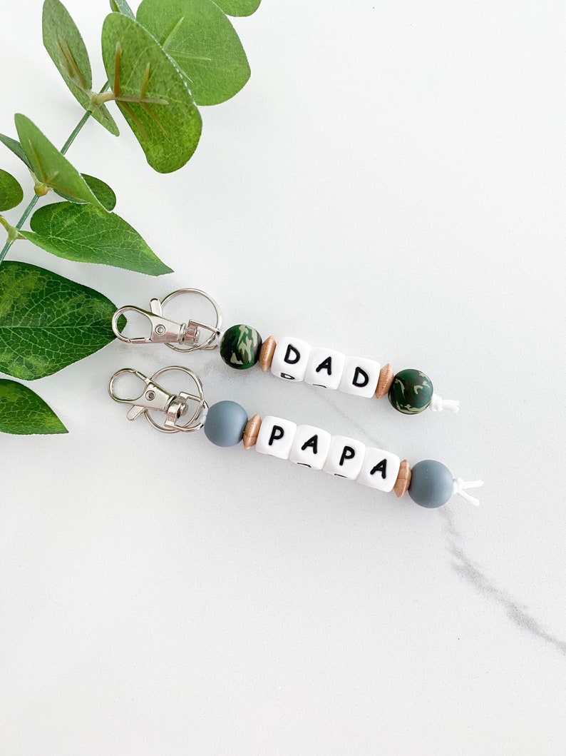 Fathers Day Gift, Dad Keychain, Papa keychain, Gift for Dad,Step Dad Gift, Birthday Gift for Dad, Bonus Dad Gift, Camo Keychain image 1