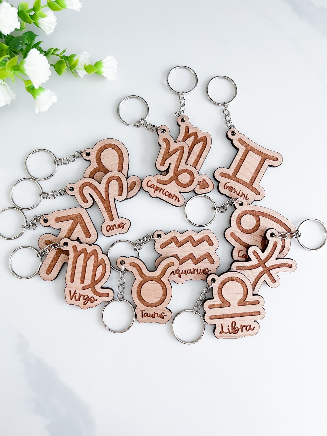 Zodiac Sign Keychain, Custom Keychain, Keychain for Her, Gift for ...