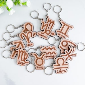Zodiac Sign Keychain, Custom Keychain, Keychain for Her, Gift for Friends, Custom Keychains, Mothers Day Gifts, Birthdate Keychains