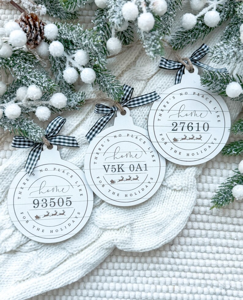 Personalized Zip Code Ornament, Minimalistic Ornament, Christmas