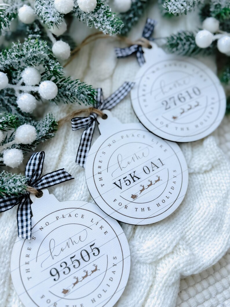Personalized Zip Code Ornament, Minimalistic Ornament, Christmas