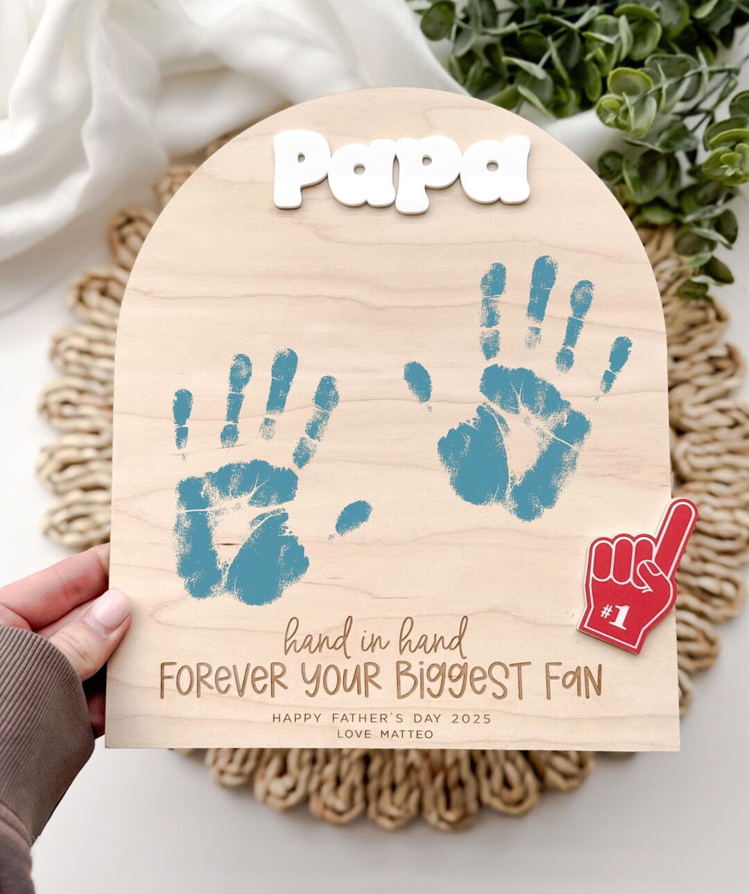 Father Figure Sign Personalized Father’s Day Handprint Sign, Custom Handprint Sign for Dad ...