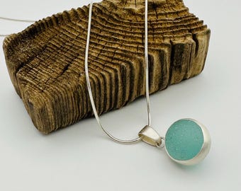 Sea glass • Ball • Necklace light blue