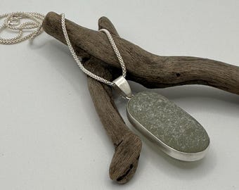Sea Glass Necklace Light Gray