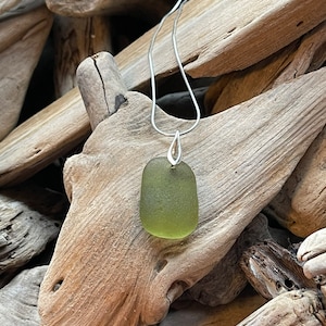 Sea glass necklace olive