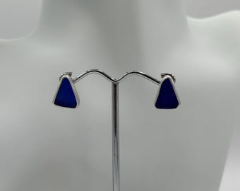 Sea Glass Earrings Cobalt Blue