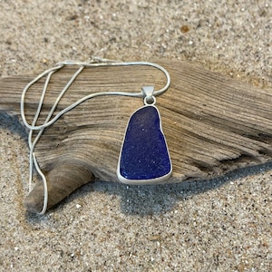 Sea glass necklace cobalt blue