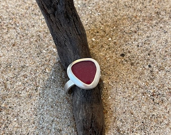 Sea Glass Ring Red