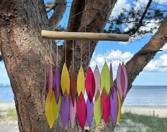 Glass Mobile Leaves Pink
