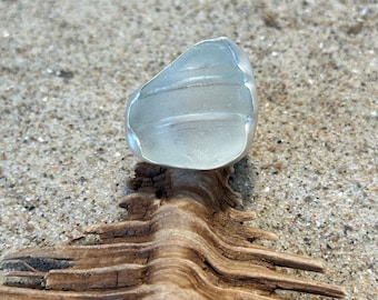 Sea glass ring white