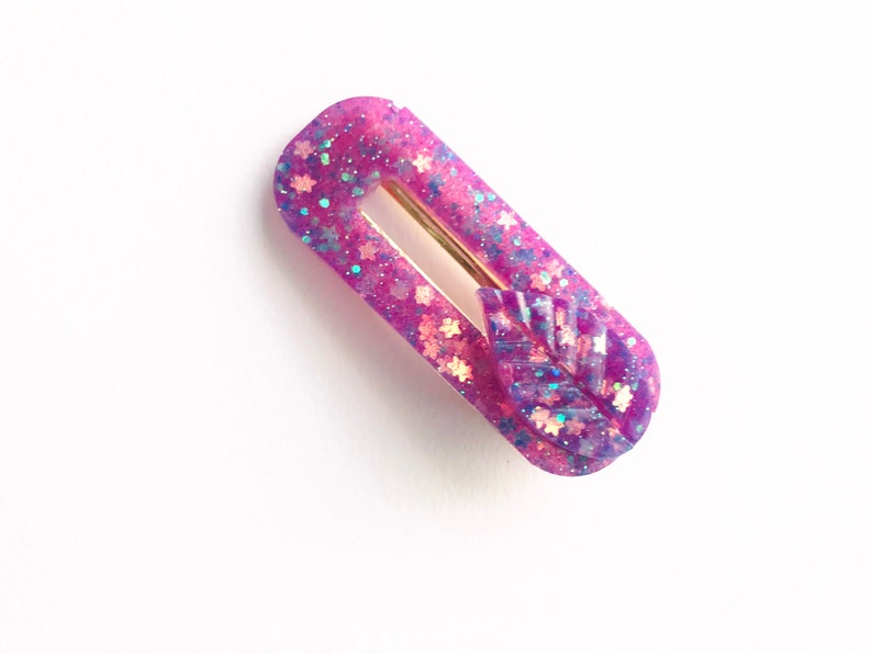 Purple Sparkle Leaf Hair Clip