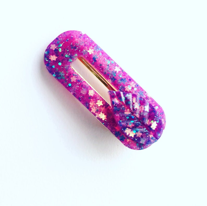 Purple Sparkle Leaf Hair Clip
