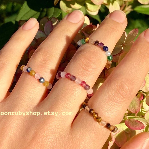 Elastische Anti-Angst-Fidget-Ringe aus natürlichen, facettierten Edelsteinen in Kombinationen für Liebe, Glück, Selbstvertrauen und mehr
