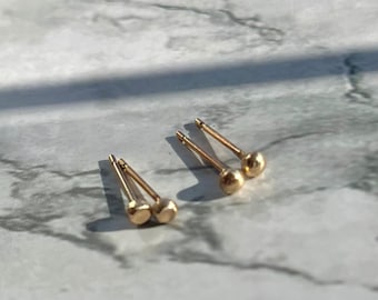 Tiny Minimalist Solid 9K Gold Stud Earrings
