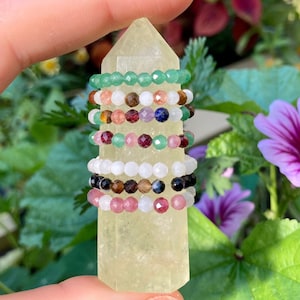 Elastic Anti-Anxiety Ring Made of Natural Faceted Gemstone Bead Mix