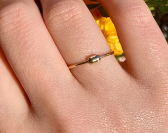 Elegant Luxurious Handmade 9K Gold Anti-Anxiety Fidget Ring with Smooth Golden Oval Bead