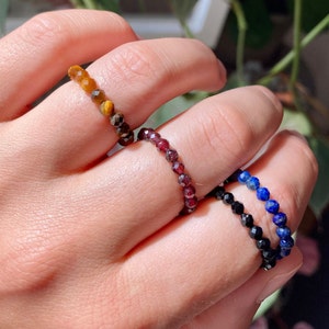 Elastic Anti-Anxiety Ring Made of Natural Faceted Gemstone Beads