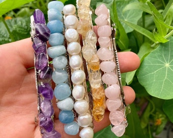 Luxurious Handmade Gemstone Hair Barrette – Featuring Citrine, Rose Quartz, Amethyst, Aquamarine & Freshwater Pearls