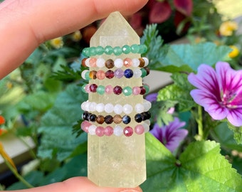 Elastic Anti-Anxiety Ring Made of Natural Faceted Gemstone Bead Mix