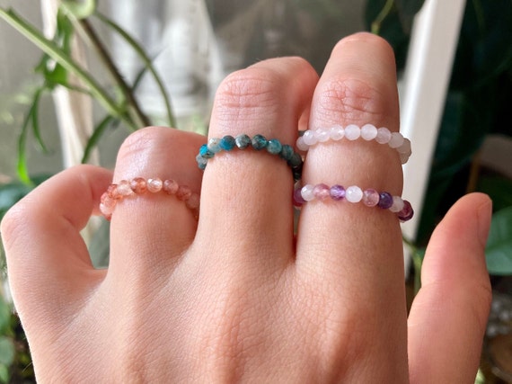 Anxiety Rings | Natural Stone Beads | Three Colors | Anxiety Rings for  Women | Anxiety Ring | Anxiety Ring for Women | Fidget Rings for Anxiety  for
