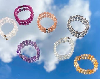 Gift Set of 7 Anti-Anxiety Gemstone Elastic Fidget Rings for Every Weekday