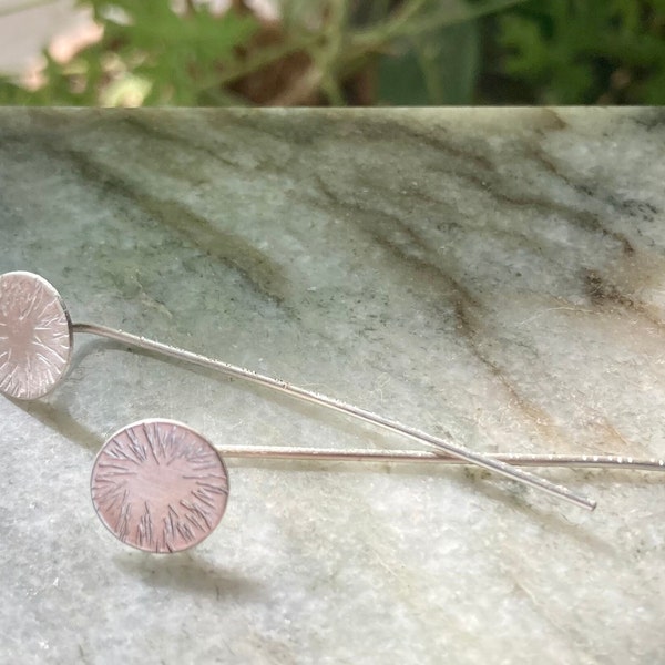 Handmade Silver Dandelion Drop Earrings